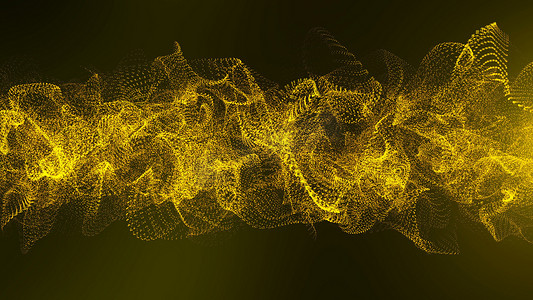 黄色流动粒子摄影照片_与金粒子挥动的抽象背景
