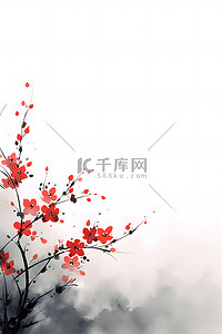 中国传统花朵背景图片_国画花朵边框背景