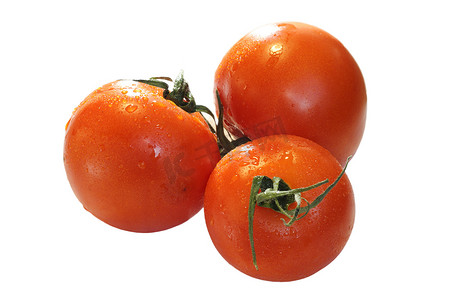 三个西红柿被白色隔离
