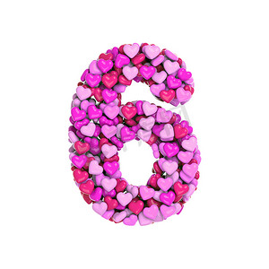 情人节 6 号 — 3d 粉红心数字 — 爱、激情或婚礼概念