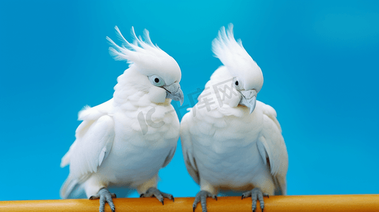 两只白色小鸟的特写照片