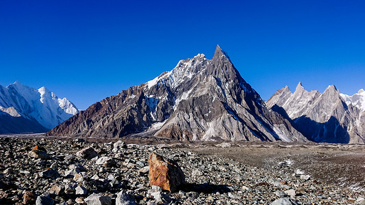 巴基斯坦展览会摄影照片_Gasherbrum 山地块和 Mitre 峰，K2 跋涉，吉尔吉特巴尔蒂斯坦，巴基斯坦