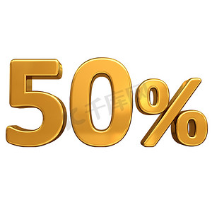 折扣摄影照片_黄金 50%，百分之五十的折扣标志