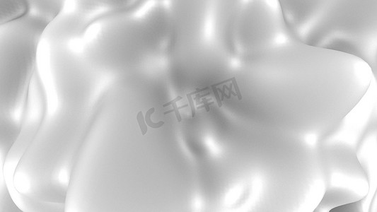 白色液体表面的圆形波纹、牛奶或奶油质地、3d 渲染图、抽象