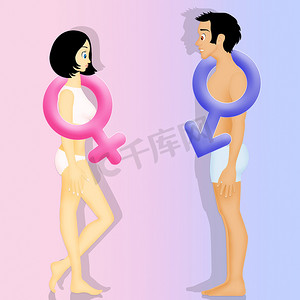 粉色女性符号摄影照片_男性和女性符号