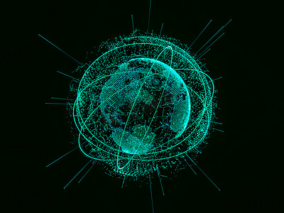 数字虚拟行星地球的 3d 插图