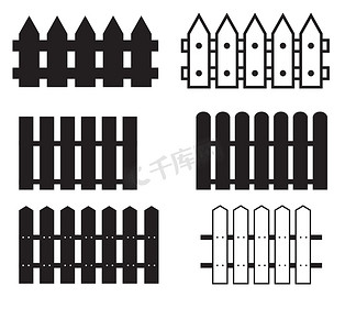 在白色背景上设置栅栏图标。