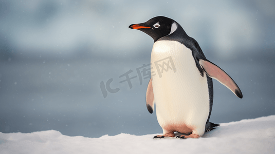 摄影照片_一只长着长喙的企鹅
