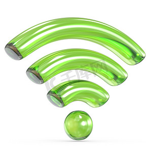 透明绿色 WiFi 标志 3D