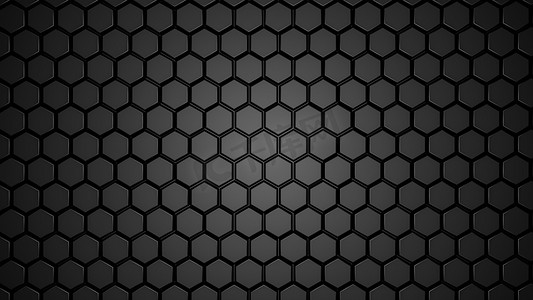 六边形几何摄影照片_抽象的黑色六角几何分层。