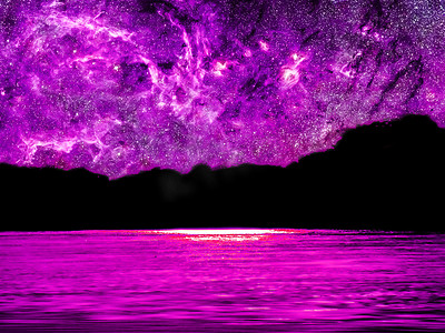 夜空背景中的紫色银河光