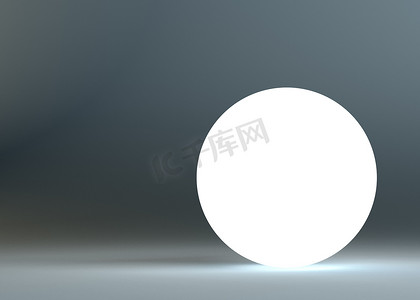 灰色深色背景中的白色发光球体