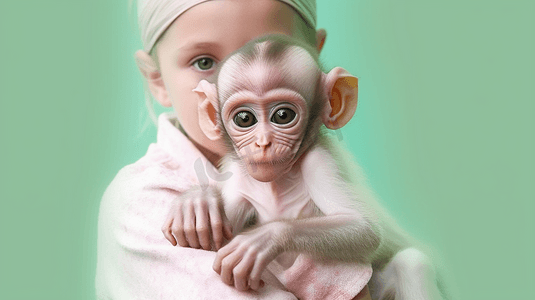 小猴子摄影照片_一只猴子抱着一只小猴子
