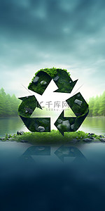 环保背景回收背景图片_环保标记绿色自然背景