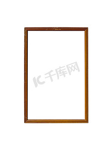 装饰空白背景墙摄影照片_孤立在白色背景上的木空相框