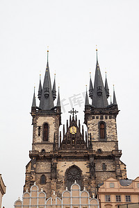 捷克语摄影照片_捷克共和国布拉格老市政厅大楼