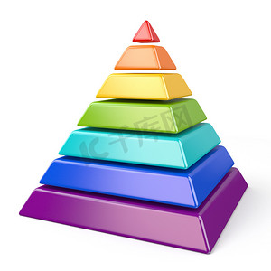 具有七层 3D 的彩色金字塔