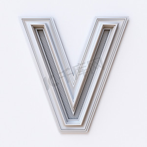 白色相框字体 Letter V 3D