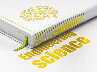 科学概念： 书脑，白色背景上的工程科学