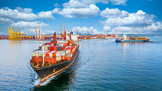出口全球摄影照片_集装箱货船进出口全球业务全球 lo