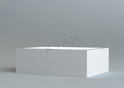 一个逼真的白色空包装纸箱