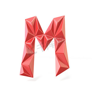 红色现代三角字体字母 M.3d
