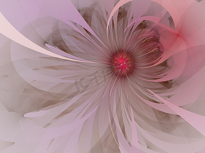 浅红色柔和柔和的分形花朵计算机生成图像，用于徽标、设计概念、网页、印刷品、海报。