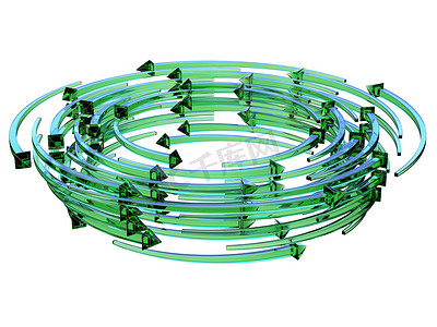 圆透明摄影照片_绿色透明箭头花圈 3D
