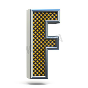 铬金属橙色点缀字体 Letter F 3D