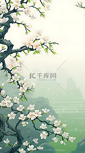 中国画水墨背景背景图片_国画花朵边框背景
