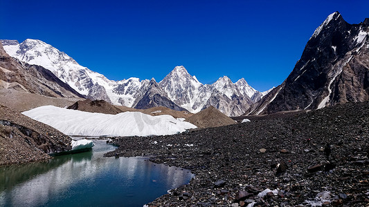 巴基斯坦喀喇昆仑山康科迪亚的 K2 和布洛阿特峰