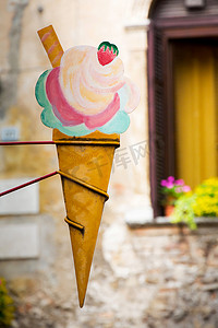 老式冰淇淋甜筒广告牌