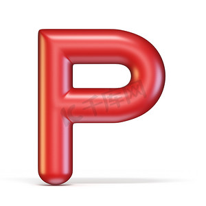 字母P图标摄影照片_红色光泽字体字母 P 3d