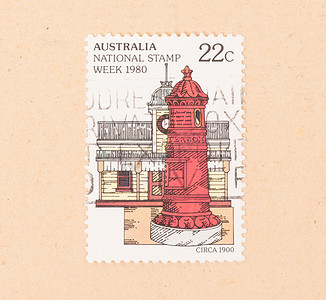 澳大利亚 — 大约 1980 年：在澳大利亚打印的邮票显示红色