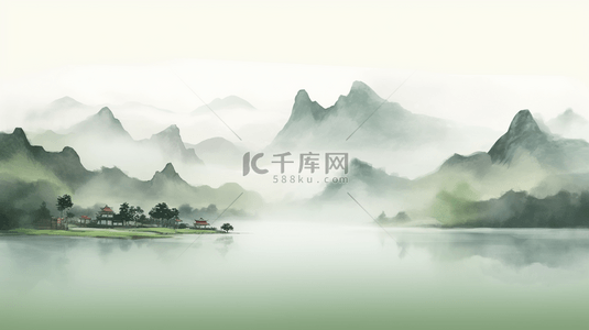 简约水墨山水背景