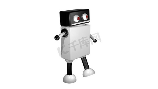 动画跳跃摄影照片_在孤立的背景下行走的机器人。 
