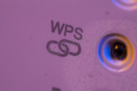 WPS 符号信号连接状态 LED 灯的宏观特写
