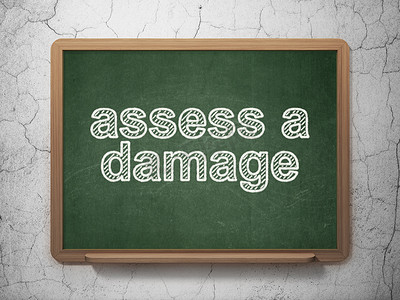 保险概念： 评估黑板背景上的损坏