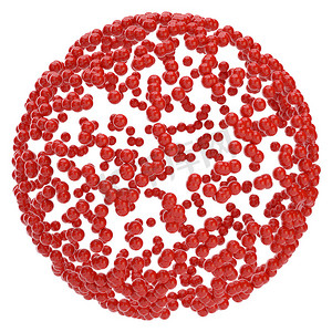 由小颗粒组成的红色抽象球体