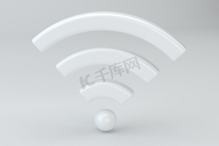 无线网络wifi摄影照片_Wi Fi 无线网络符号，工作室背景上的 3d 渲染。