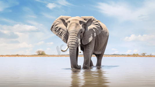 从水中喝水的大象
