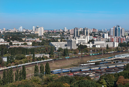 基辅、乌克兰、城市景观、铁路枢纽和理工学院的景色
