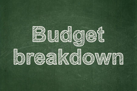 财务概念： 黑板背景上的预算明细
