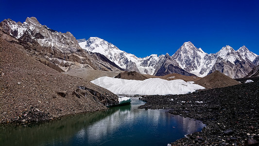 巴基斯坦喀喇昆仑山康科迪亚的 K2 和布洛阿特峰