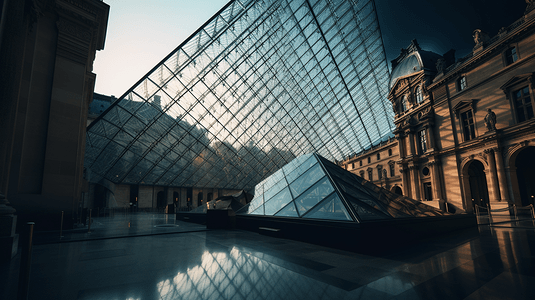 法国红葡萄酒庄园摄影照片_法国卢浮宫金字塔博物馆