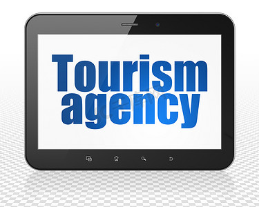 旅游概念： Tablet Pc 计算机与旅游局展出