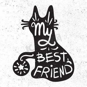 友谊海报摄影照片_宠物中的复古手绘字体