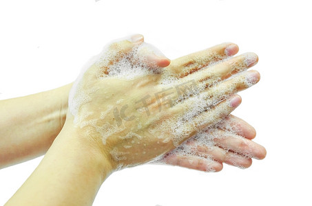 洗手上白色孤立。