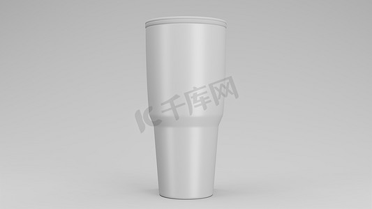 带盖的空白不锈钢玻璃杯，用于品牌模型。 