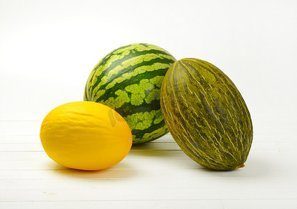黄色西瓜摄影照片_成熟的甜瓜品种